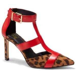 New York & Co Layla Pump - Leopard-Print & Red EUC Size 11M